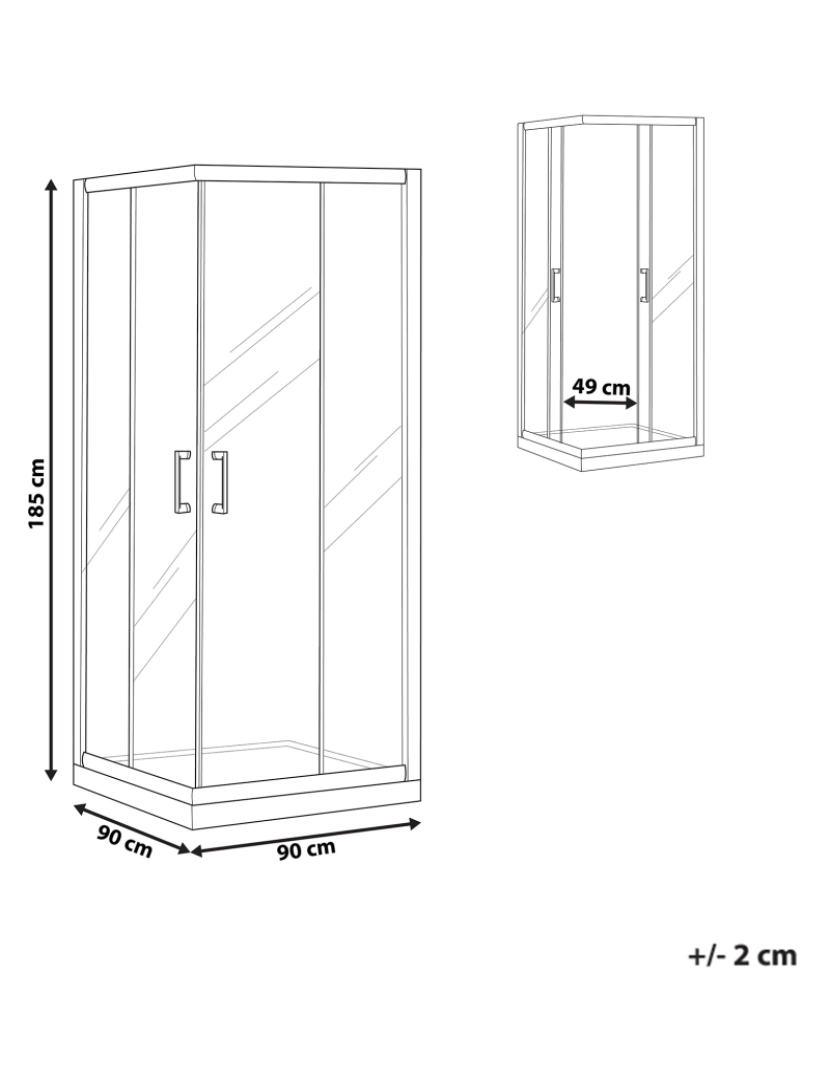 Beliani - Cabine de duche 90 x 90 x 185 cm Prateado TELA