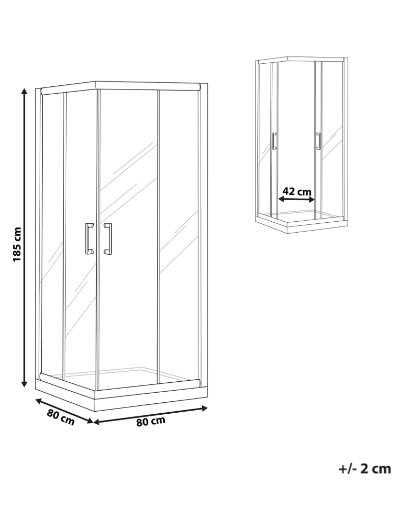 Beliani - Cabine de duche 80 x 80 x 185 cm Prateado TELA