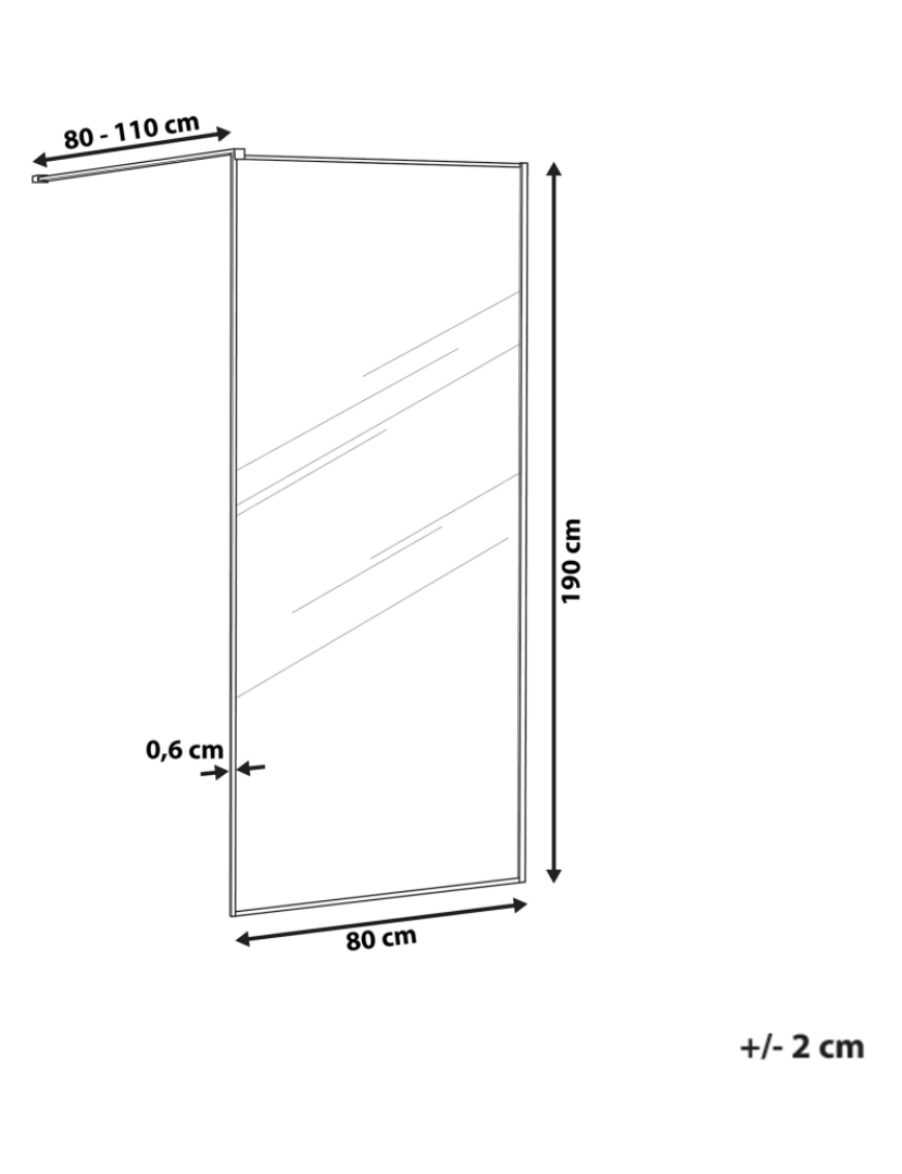 Beliani - Painel de duche 80 x 190 cm Preto WASPAM