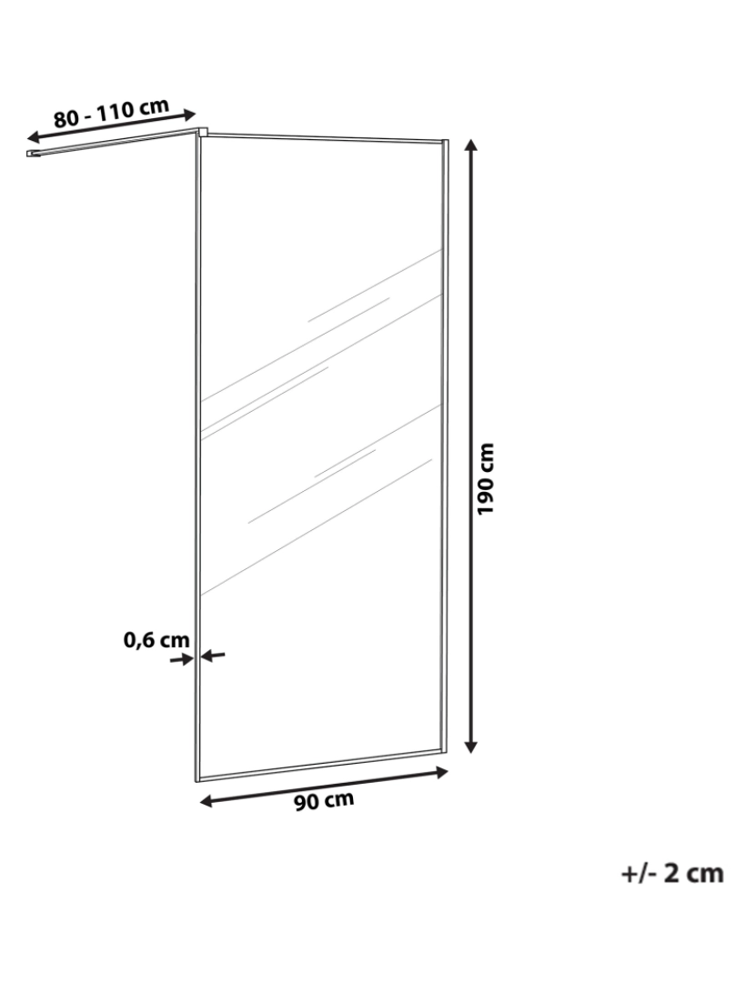 Beliani - Painel de duche 90 x 190 cm Preto WASPAM