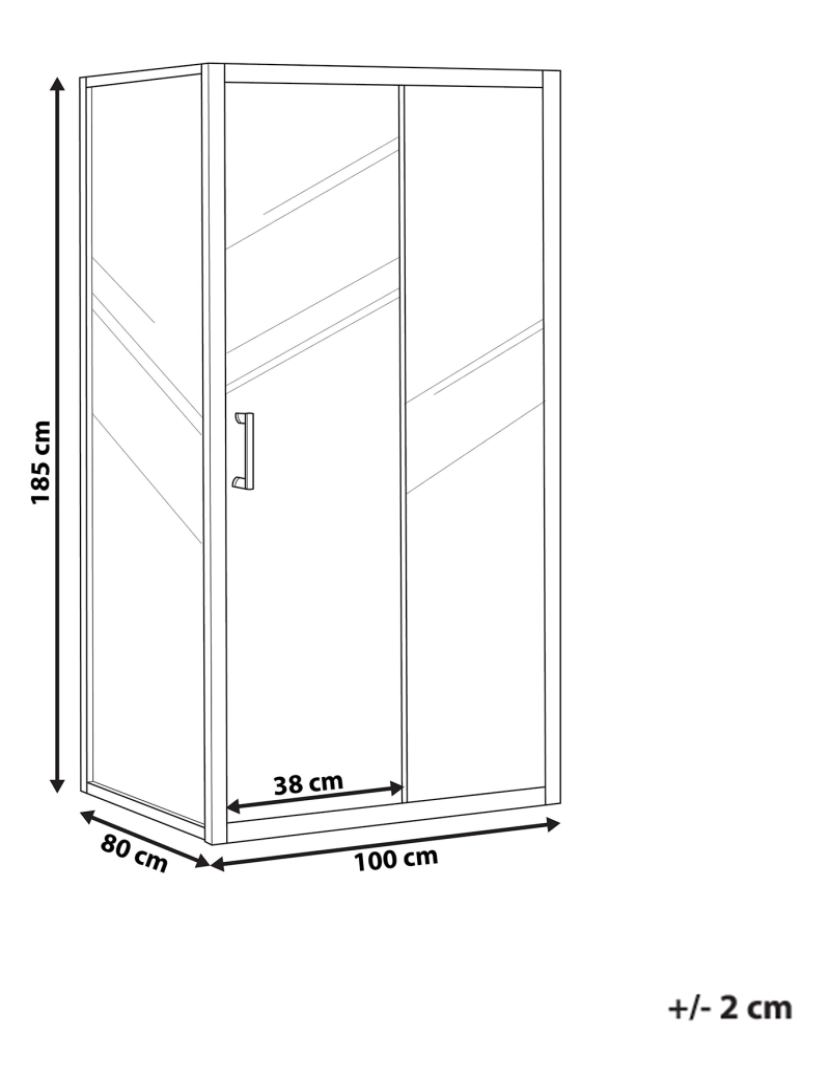 Beliani - Cabine de duche 80 x 100 x 185 cm Prateado YORO