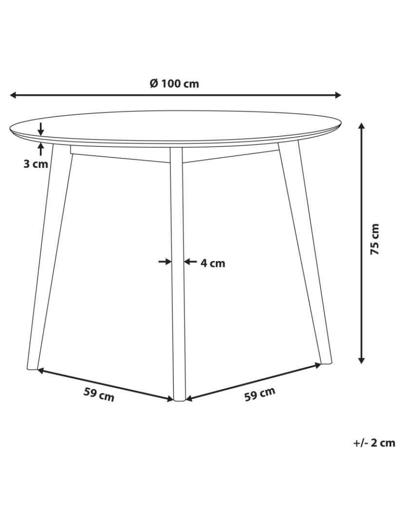 Beliani - Mesa de jantar branca ⌀ 100 cm ROXBY