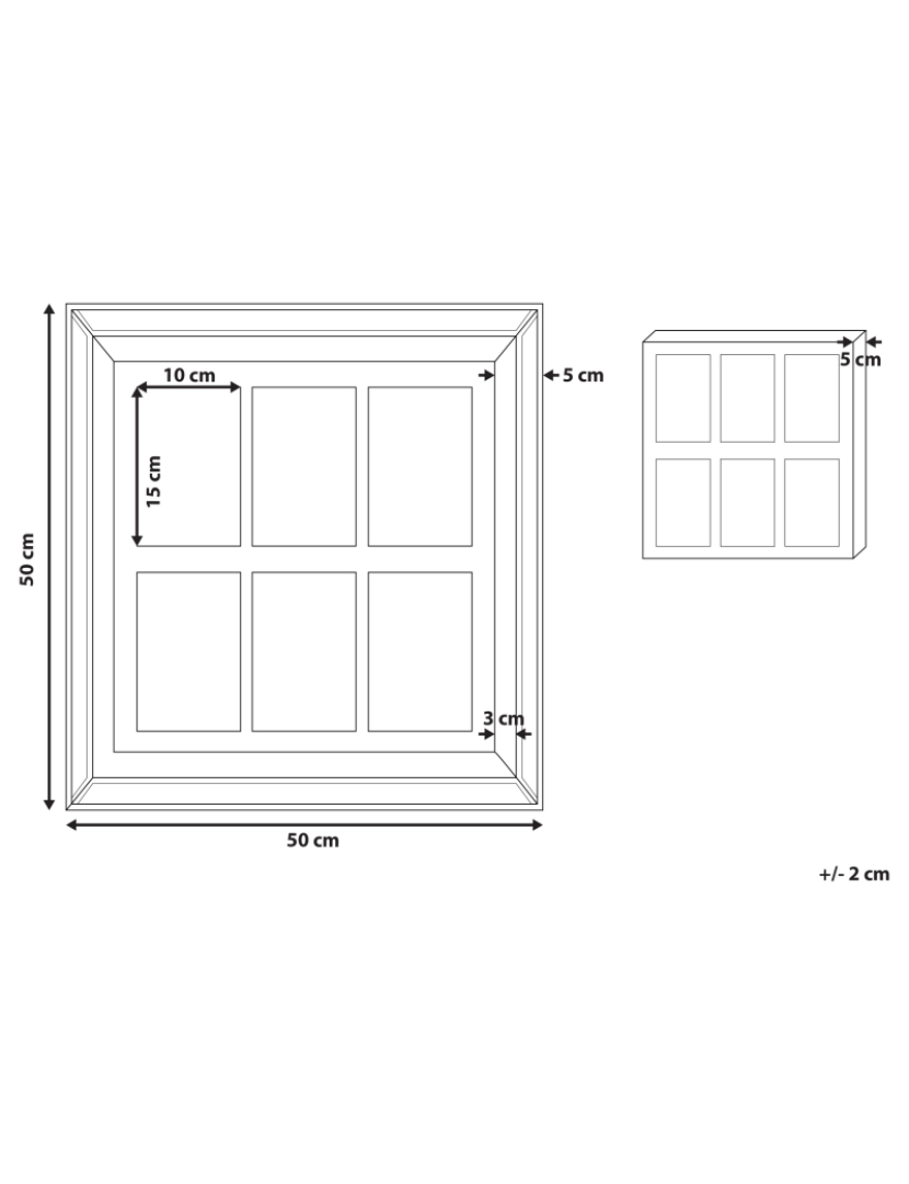 Beliani - Moldura espelhada e madeira escura para 6 fotos SINTA
