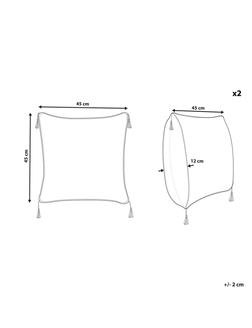 Beliani - Conjunto de 2 almofadas Em relevo Creme claro AZALEA 45 x 45 cm