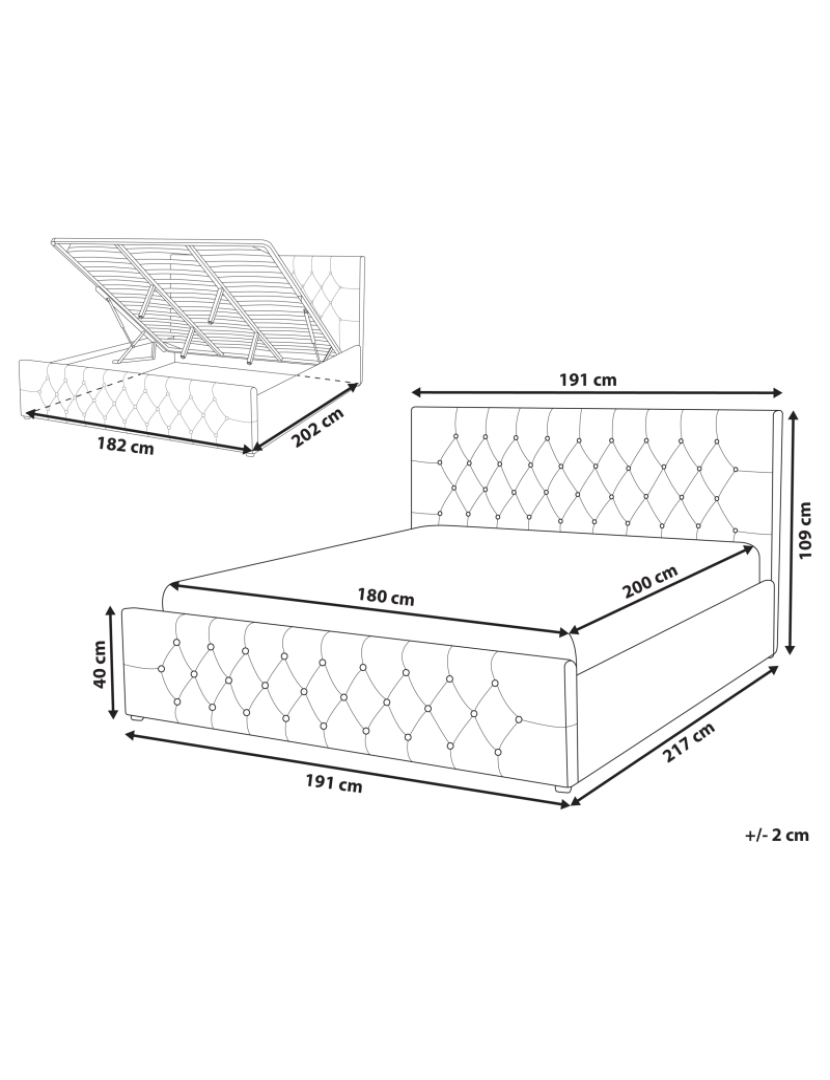 Beliani - Cama de casal com arrumação em veludo creme claro 180 x 200 cm AMIENS