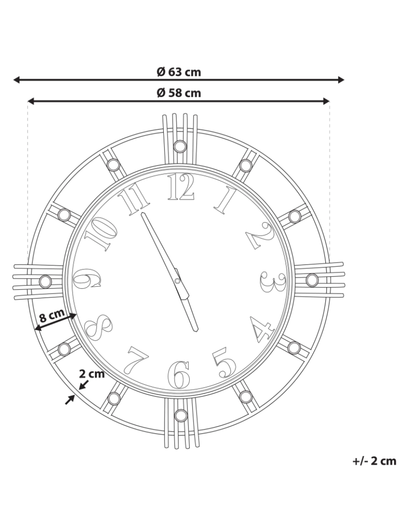 Beliani - Relógio de parede dourado ø 63 cm LANCY