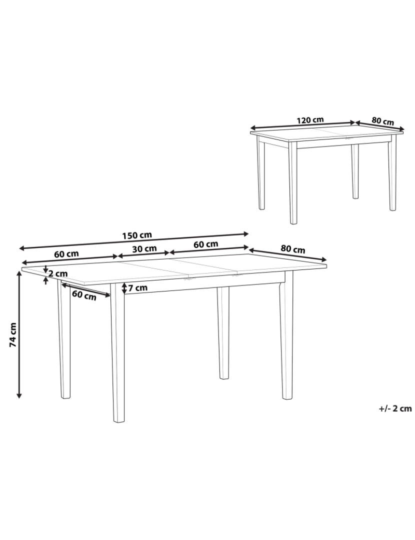 Beliani - Mesa de jantar extensível em castanho claro e branco 120/150 x 80 cm HOUSTON