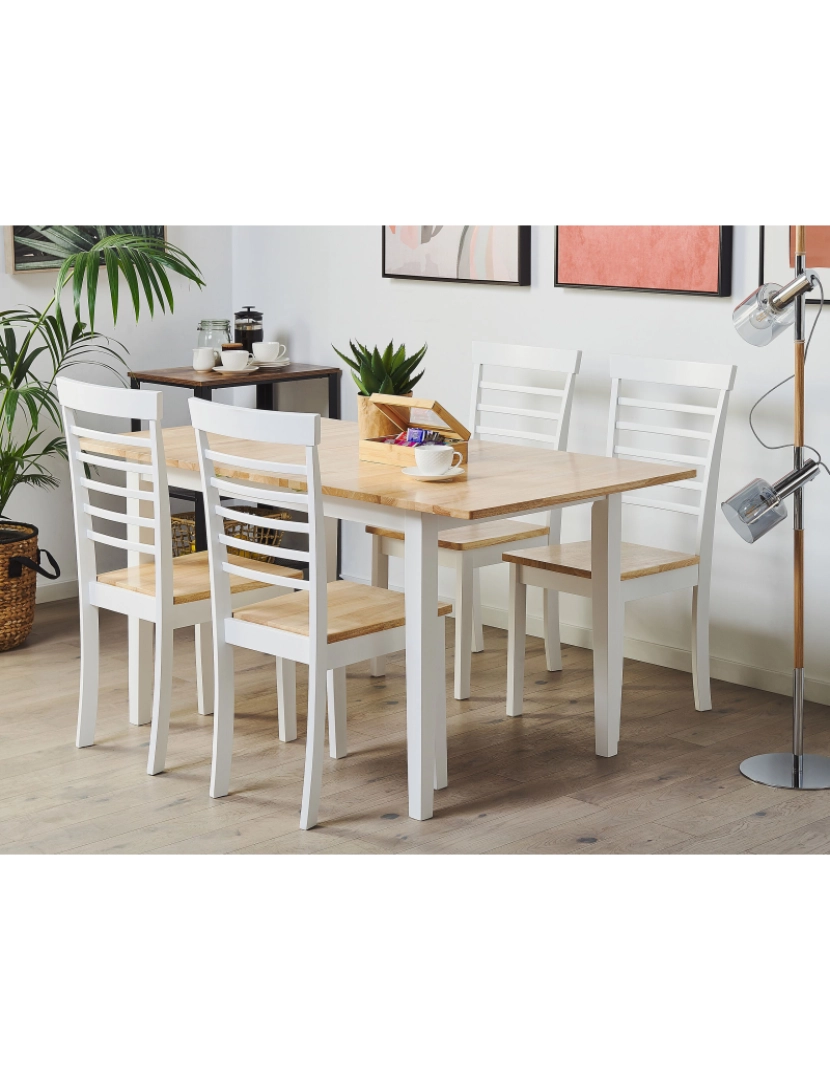 imagem de Mesa de jantar extensível em castanho claro e branco 120/150 x 80 cm HOUSTON2