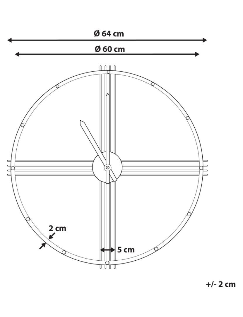 Beliani - Relógio de parede dourado ø 64 cm ASCONA