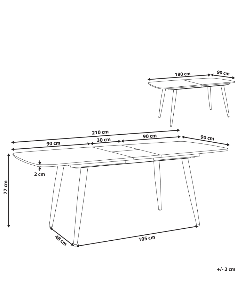 imagem de Mesa de jantar extensível castanho claro 180/210 x 90 cm HAGA1