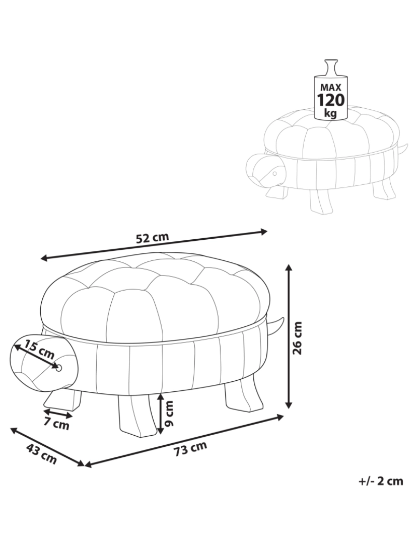 Beliani - Tamborete em pele sintética castanha TURTLE