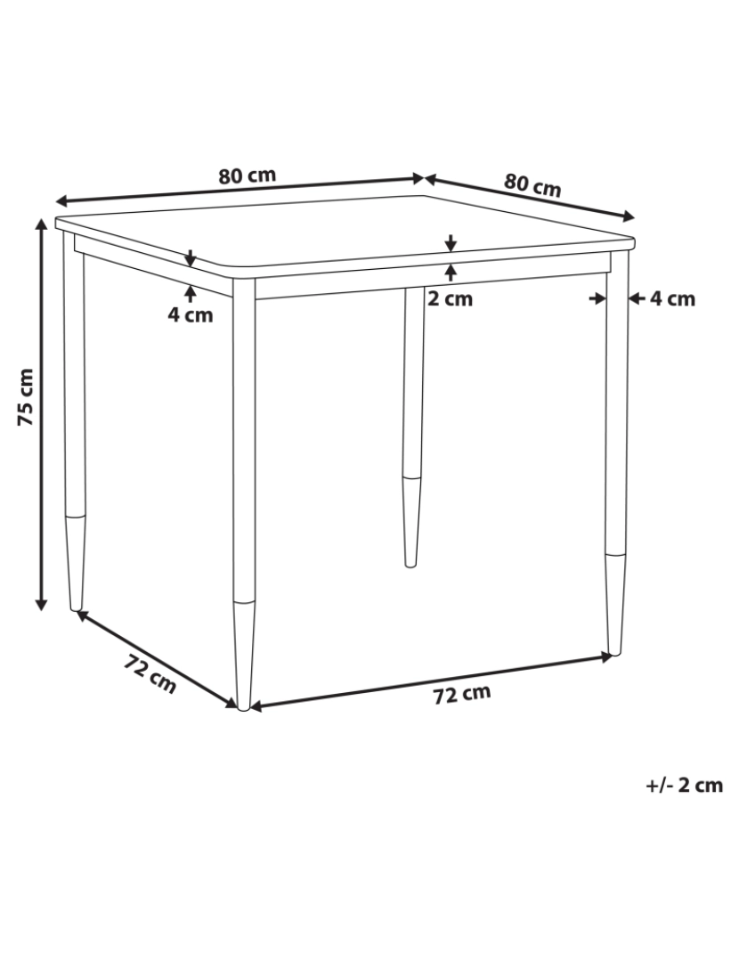 Beliani - Mesa de jantar 80 x 80 cm preta SHALFORD