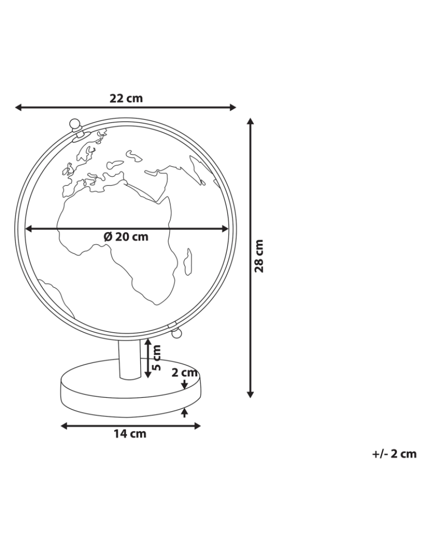 Beliani - Globo decorativo preto e branco 28 cm CABOT