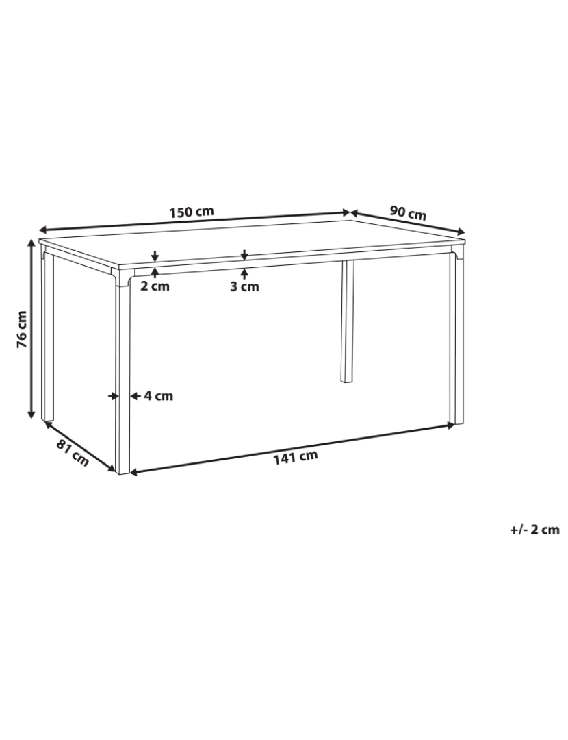 Beliani - Mesa de jantar 150 x 90 cm preta e castanho claro HOCKLEY