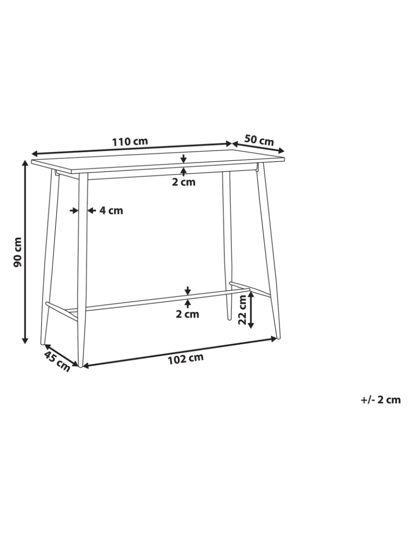 Beliani - Mesa de jantar alta em branco e castanho claro 90 x 50 cm CHAVES