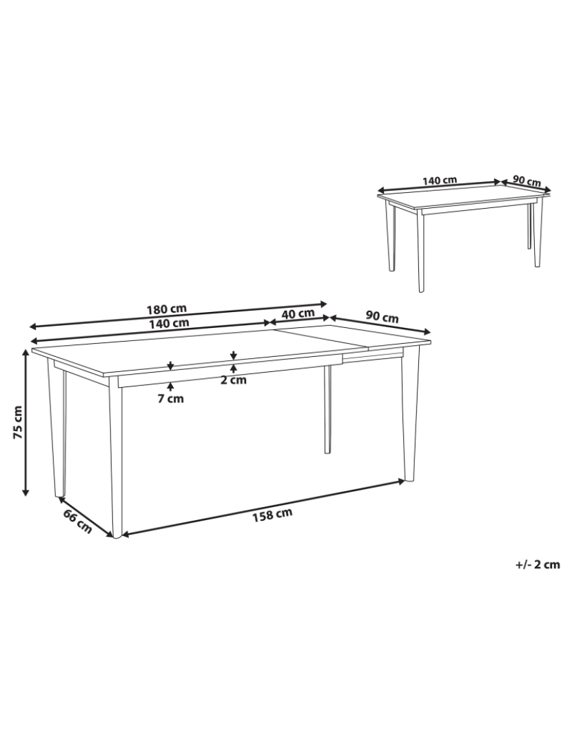 Beliani - Mesa de jantar extensível 140/180 x 90 cm em branco e madeira clara SOLA