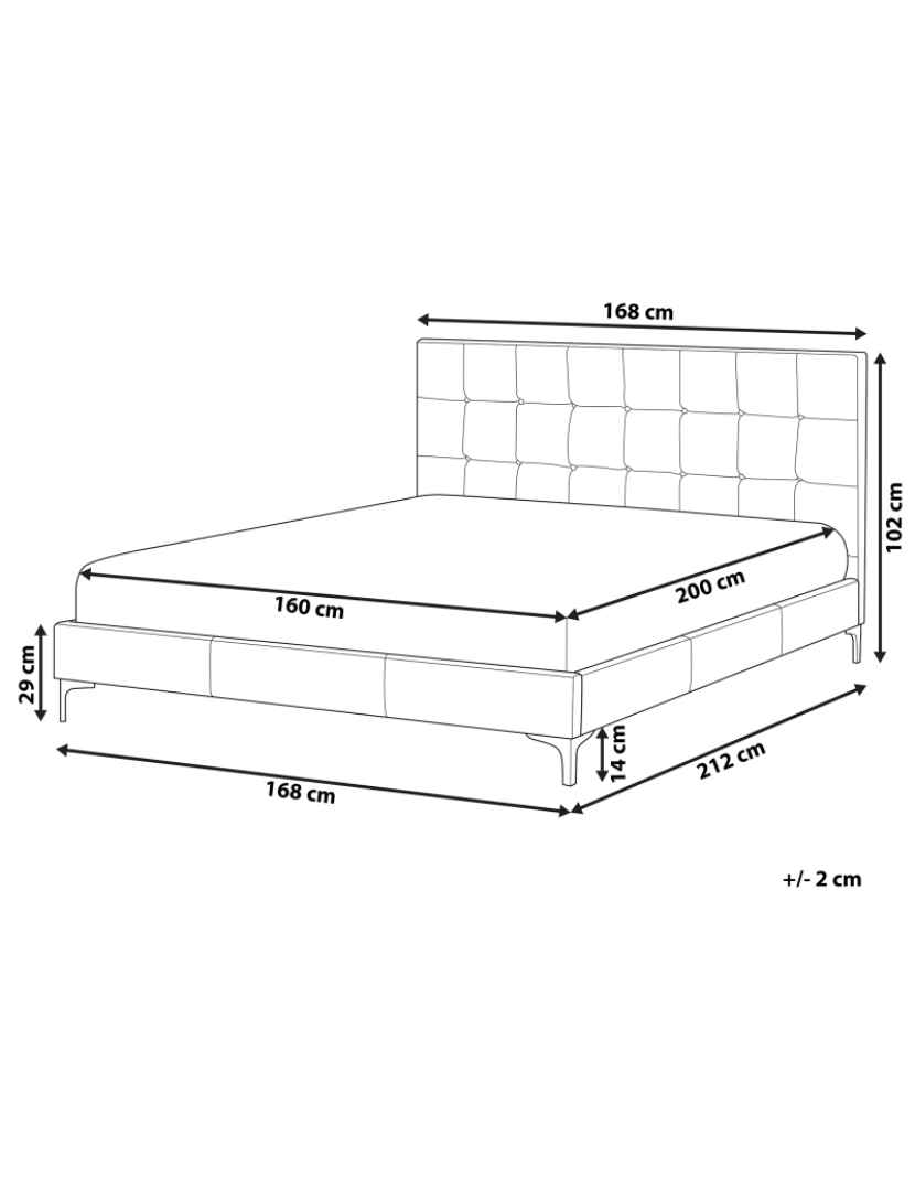 Beliani - Cama de casal em veludo cinzento 160 x 200 cm AMBERT