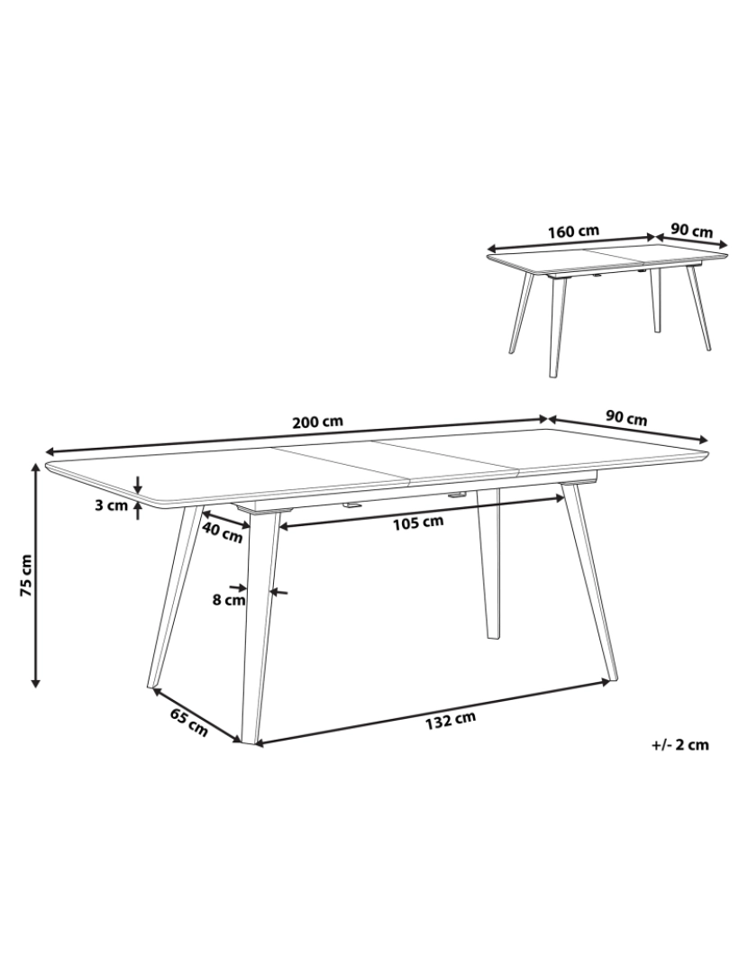 Beliani - Mesa de jantar extensível 160/200 x 90 cm preta IRVINGTON