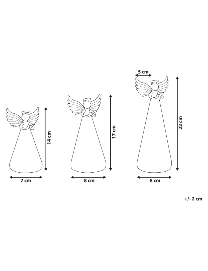 imagem de Conjunto de 3 figuras decorativas natalícias de anjos com iluminação LED KITTILA1