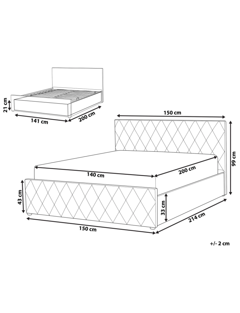 Beliani - Cama com arrumação em pele sintética taupe 140 x 200 cm ROCHEFORT