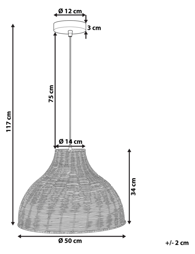 Beliani - Candeeiro de teto de rattan cor natural MILLIAN