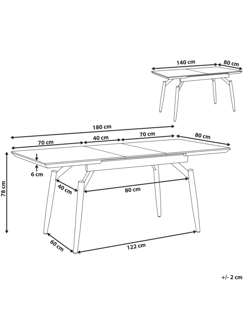 imagem de Mesa de jantar extensível castanho escuro e preto 140/180 x 80 cm BARBOSA1