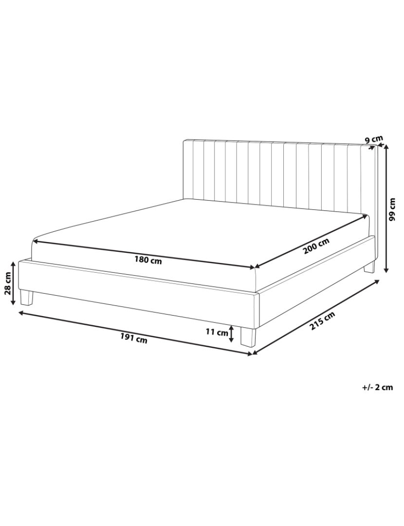 Beliani - Cama de casal em pele sintética cinzenta 180 x 200 cm POITIERS