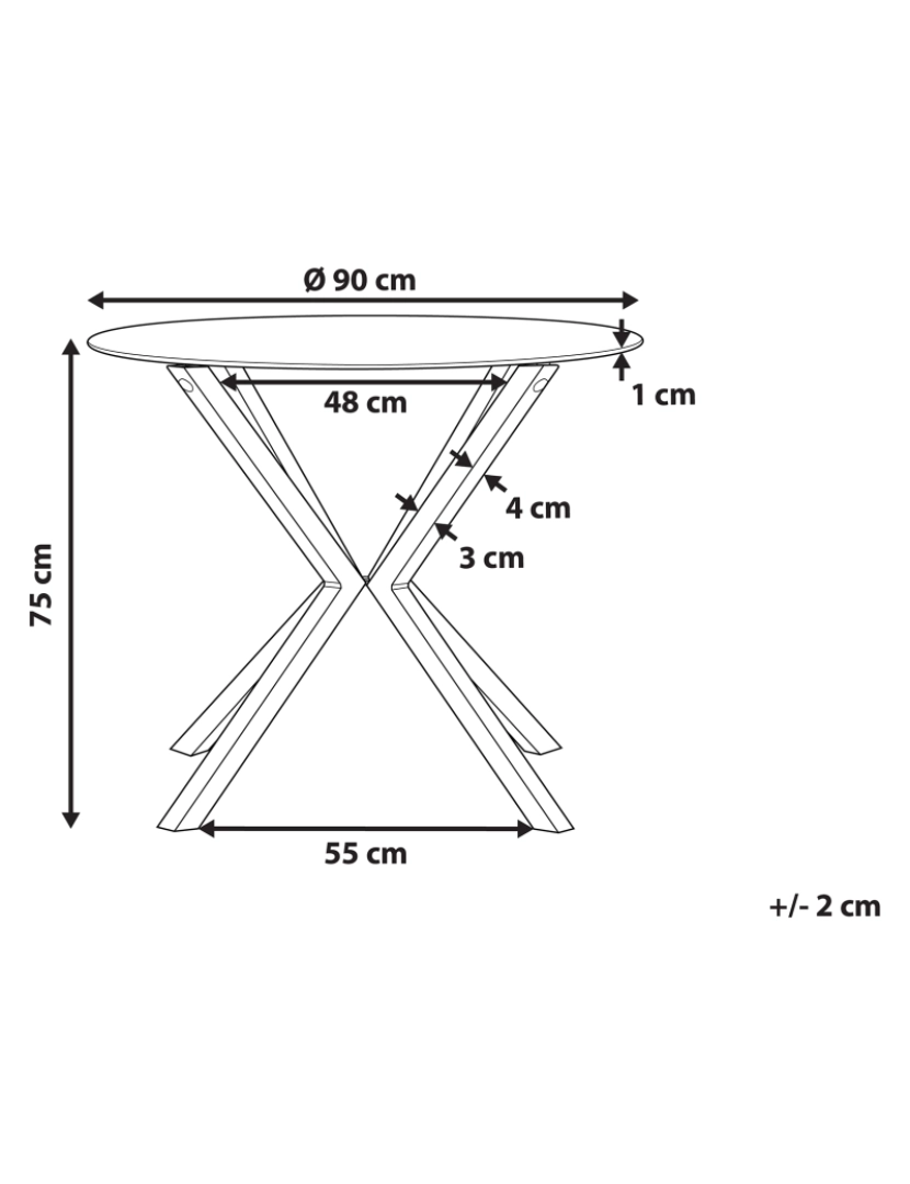 Beliani - Mesa de jantar redonda em vidro temperado ⌀ 90 cm ALTURA