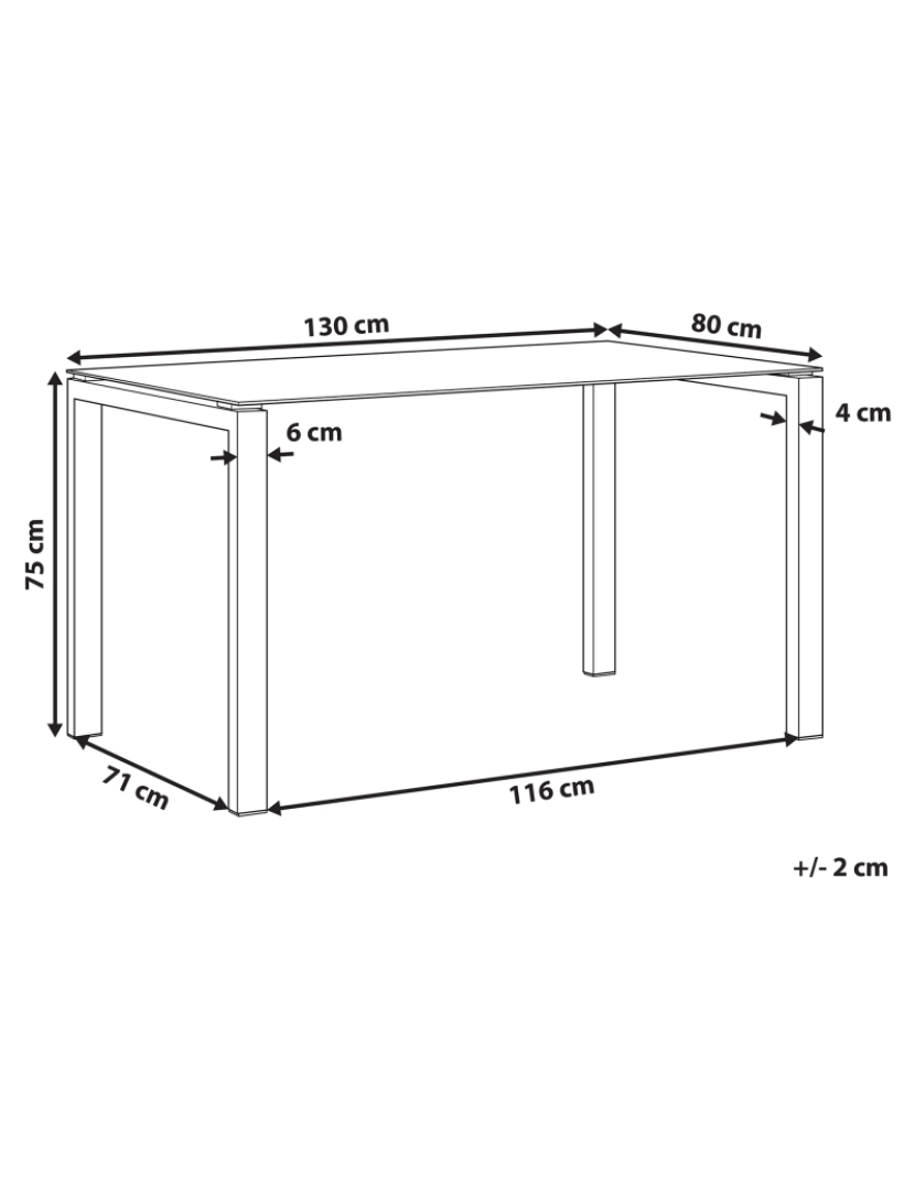 Beliani - Mesa de jantar de vidro 130 x 80 cm TAVIRA