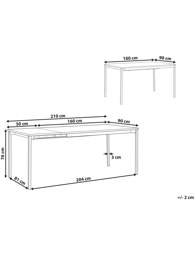 Beliani - Mesa de jantar extensível preta 160/210 x 90 cm AVIS