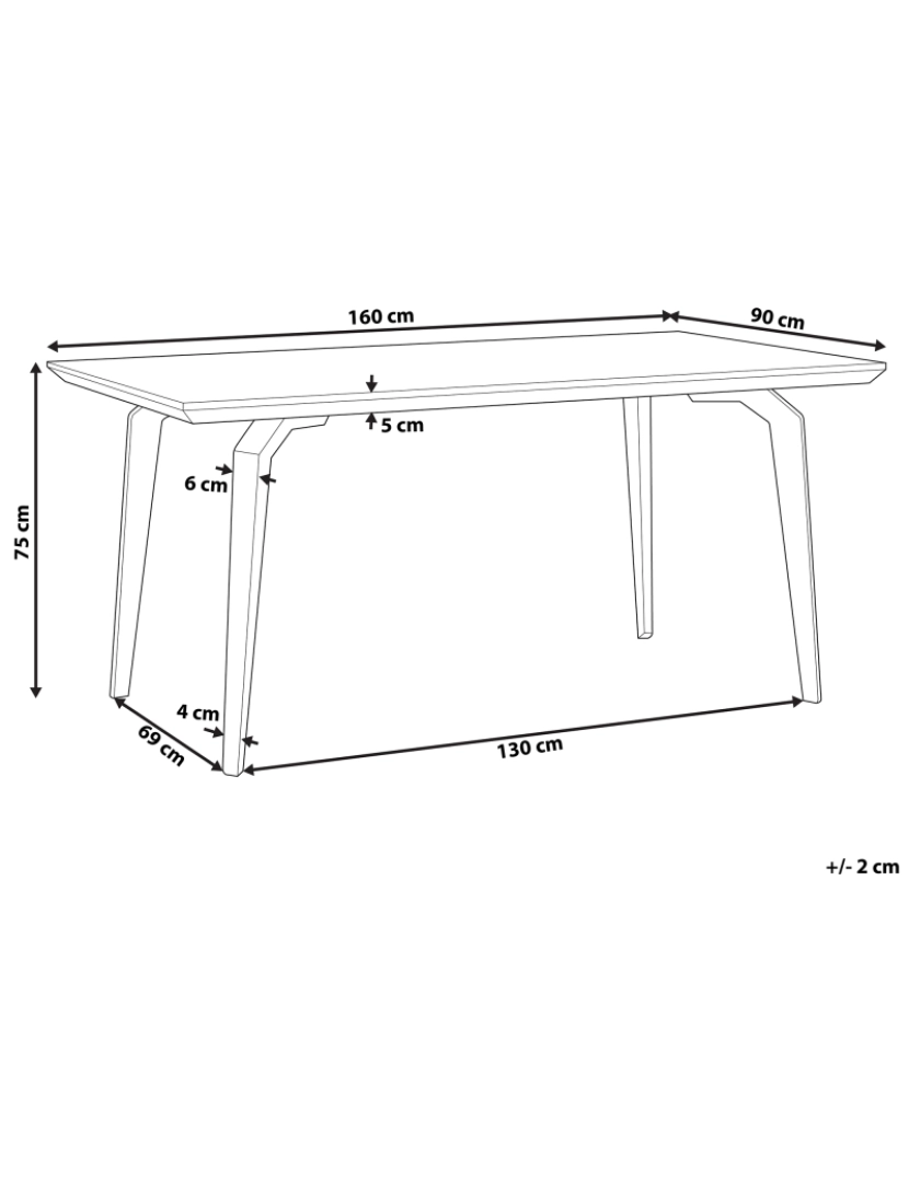 Beliani - Mesa de jantar efeito madeira escura e pés pretos 160 x 90 cm AMARES