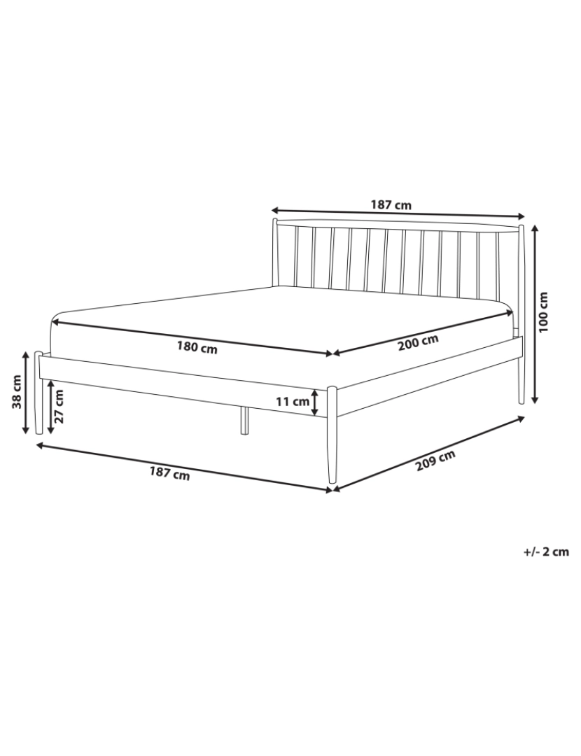 imagem de Cama de casal em metal branco 180 x 200 cm MAURS1