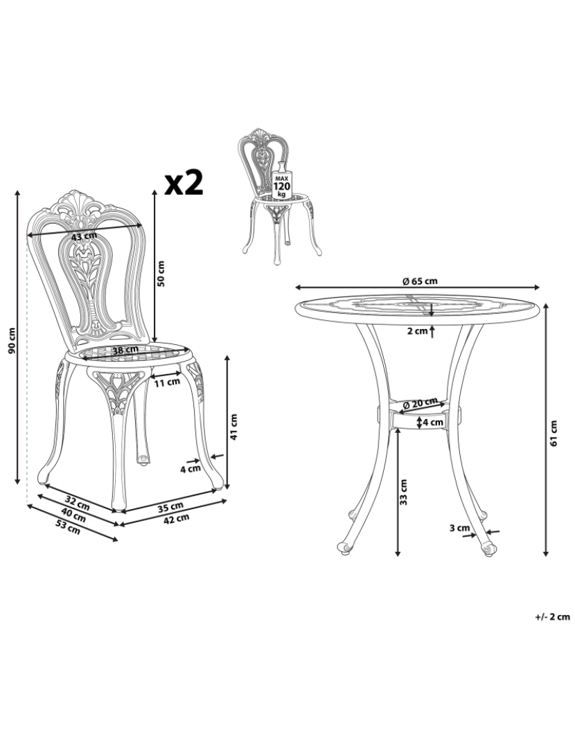 Beliani - Conjunto de mesa e cadeiras Metal Castanho escuro BOVINO