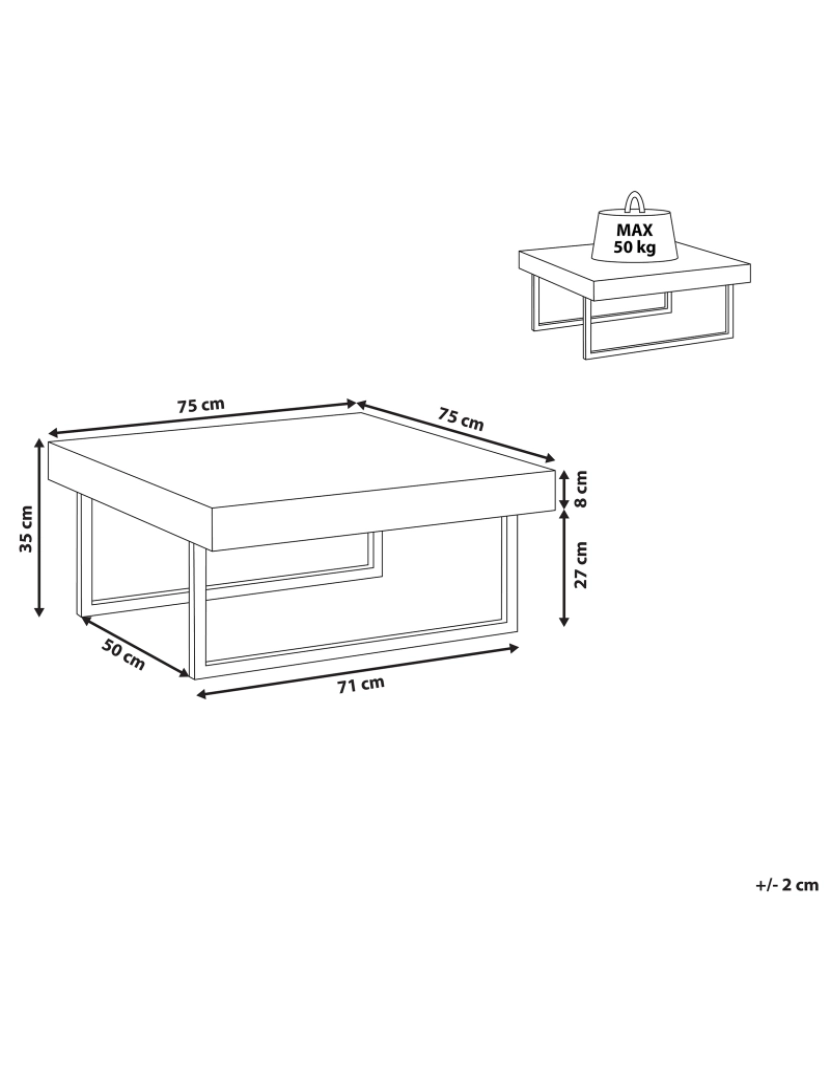 Beliani - Mesa de centro com efeito de cimento cinzento 75 x 75 cm DELUZ