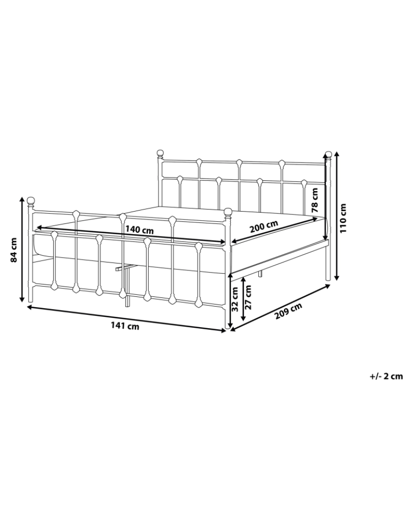 Beliani - Cama de casal em metal preto 140 x 200 cm LYNX