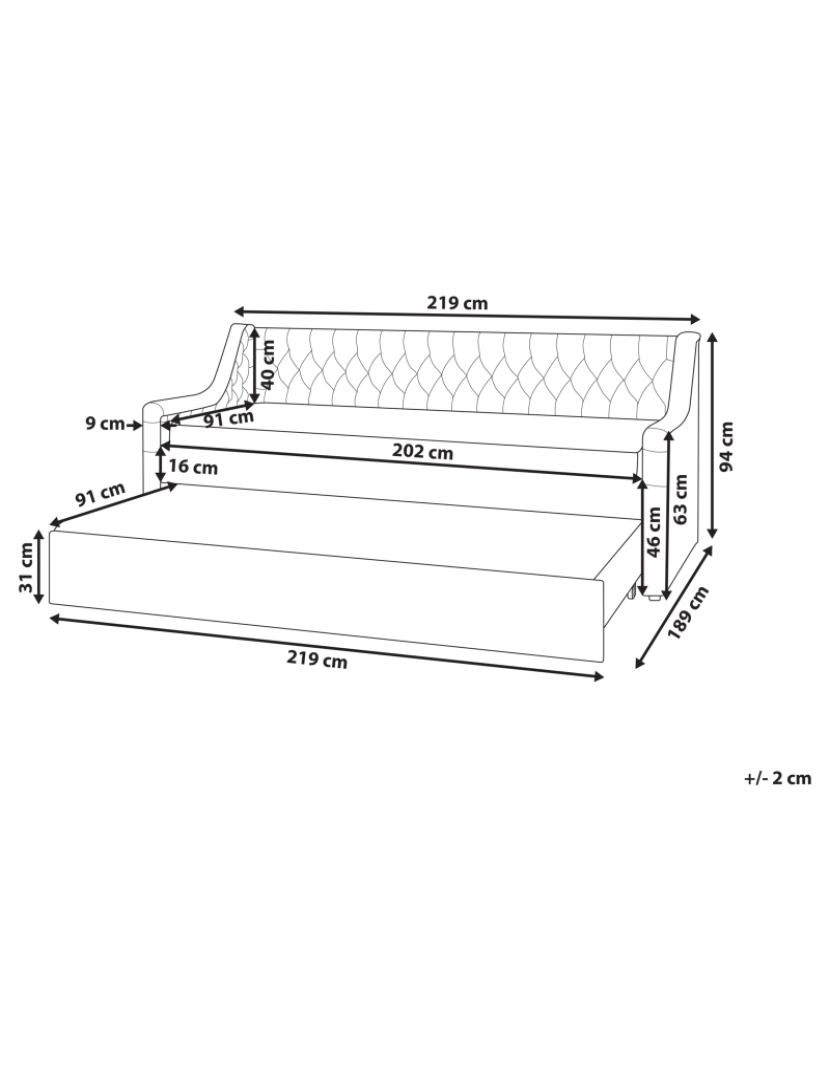 Beliani - Cama dupla em veludo rosa 90 x 200 cm MONTARGIS