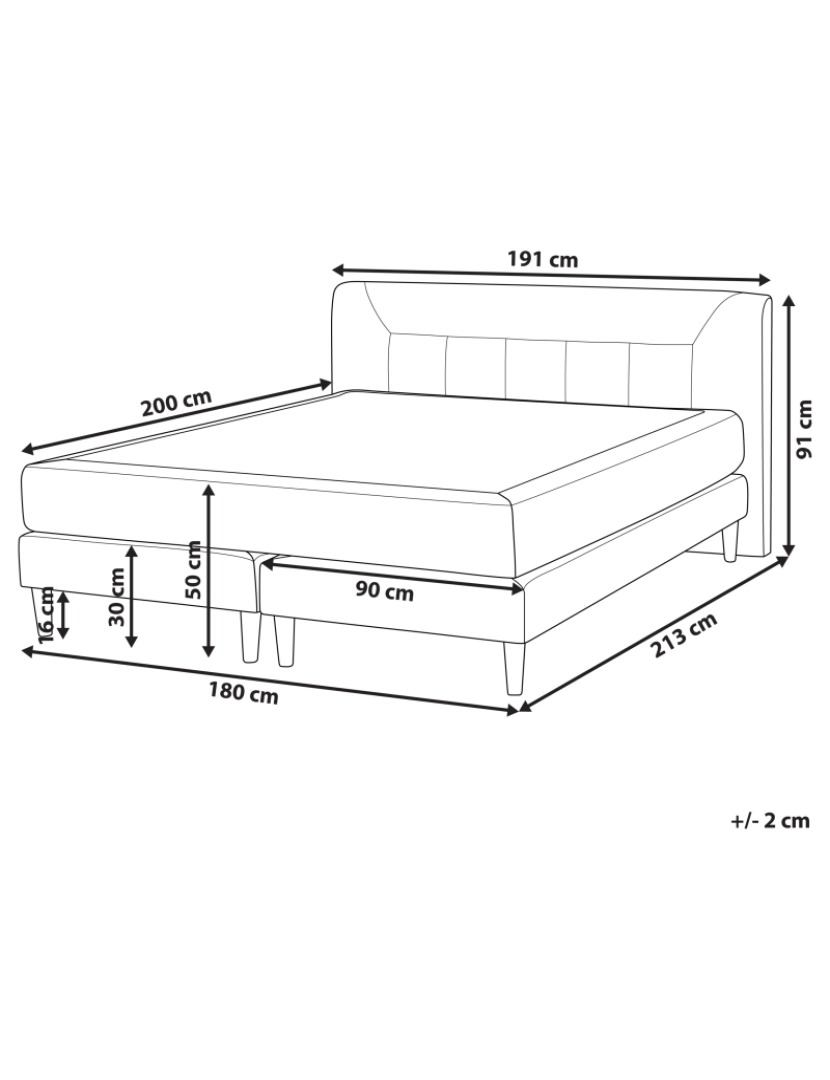 imagem de Cama de casal continental em veludo cinzento 180 x 200 cm MARQUISE1