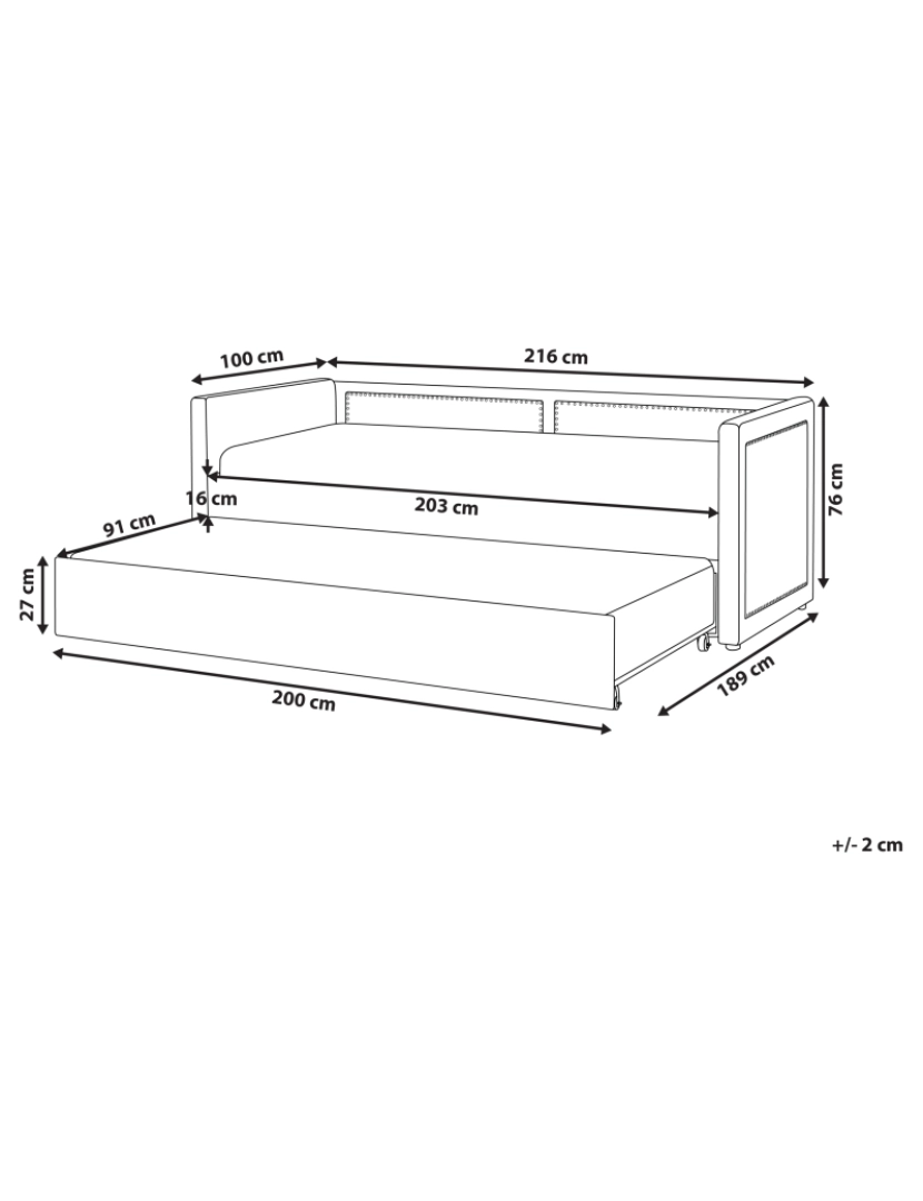 Beliani - Cama dupla em bombazine rosa 90 x 200 cm MIMIZAN