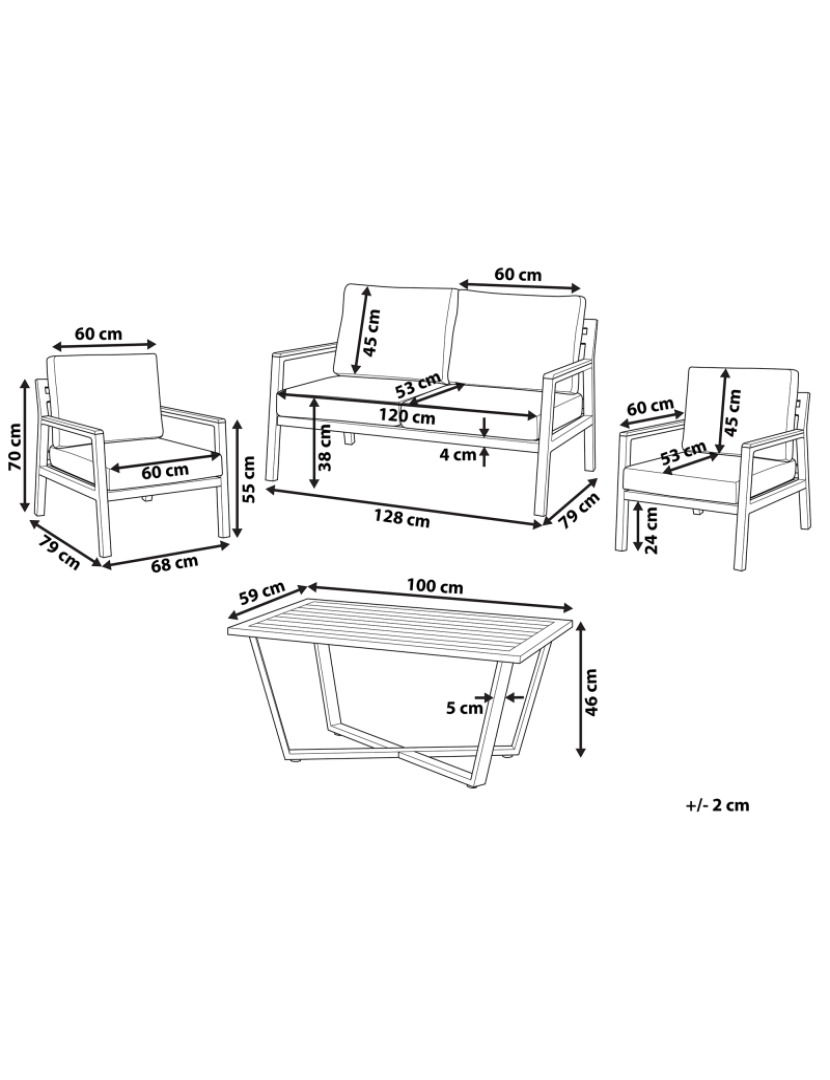 Beliani - Conjunto lounge Alumínio Cinzento DELIA