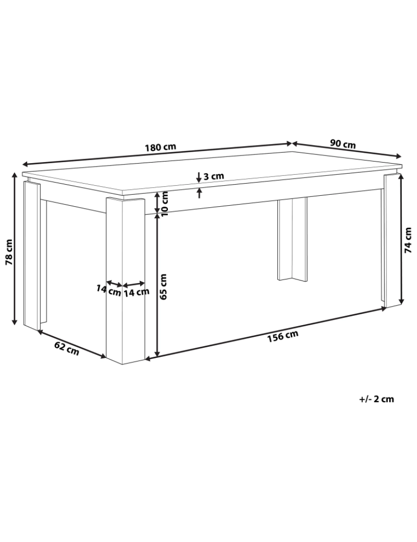 Beliani - Mesa de jantar 180 x 90 cm em castanho escuro VITON