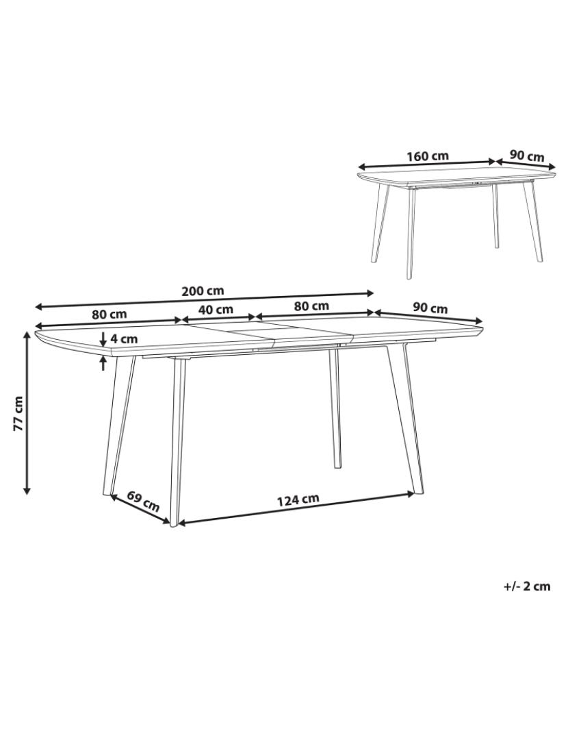 Beliani - Mesa de jantar extensível efeito mármore e preto 160/200 x 90 cm MOSBY