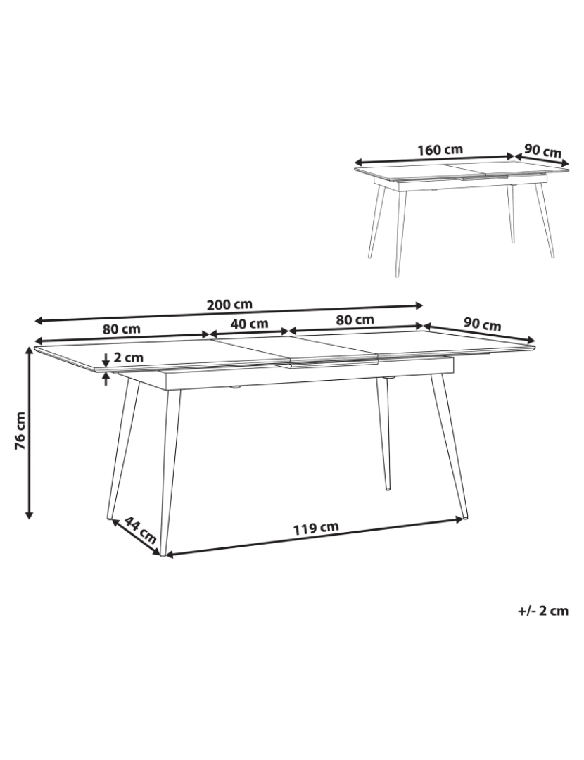 imagem de Mesa de jantar extensível preta 160/200 x 90 cm MALDON1