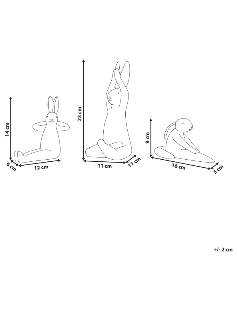 Beliani - Conjunto de 3 figuras decorativas em forma de coelho cerâmica branca BREST