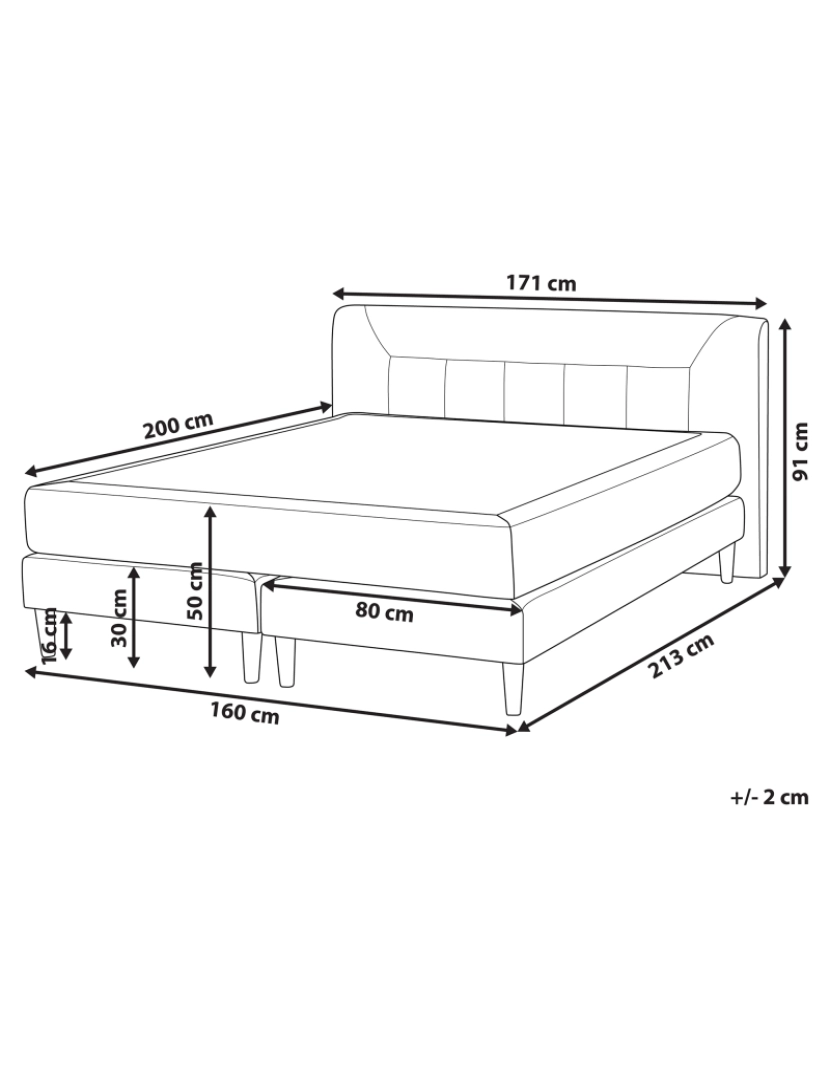 Beliani - Cama de casal continental em veludo cinzento 160 x 200 cm MARQUISE