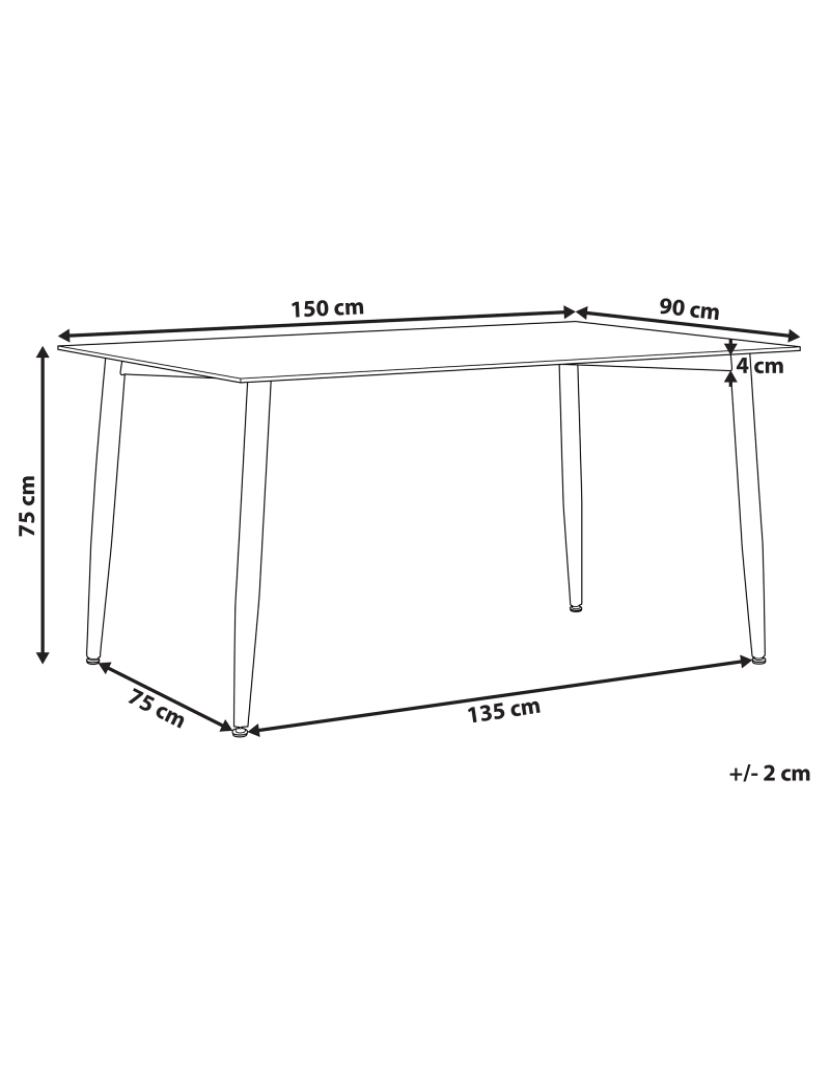 Beliani - Mesa de jantar em vidro e preto 150 x 90 cm TOTHAM