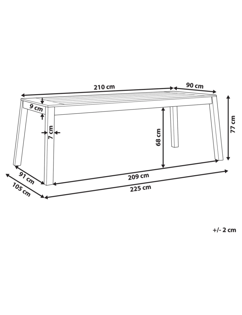 Beliani - Mesa de jardim 210 x 90 cm Madeira maciça Castanho claro LIVORNO