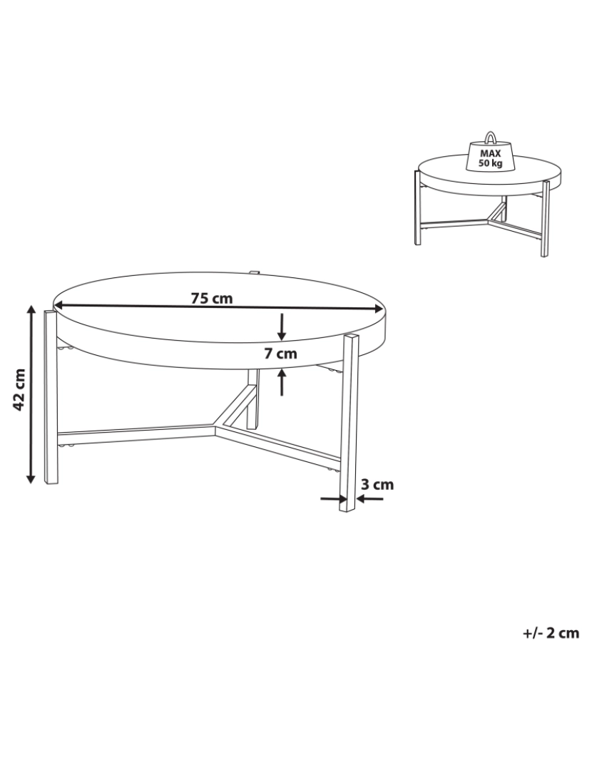 imagem de Mesa de centro efeito madeira clara ⌀ 70 cm BONITA1