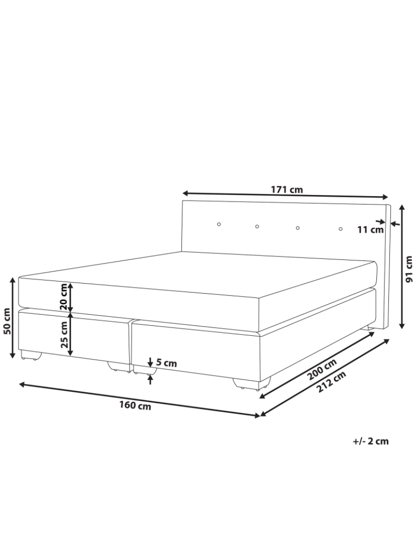 Beliani - Cama de casal continental em tecido cinzento claro 160 x 200 cm CONSUL