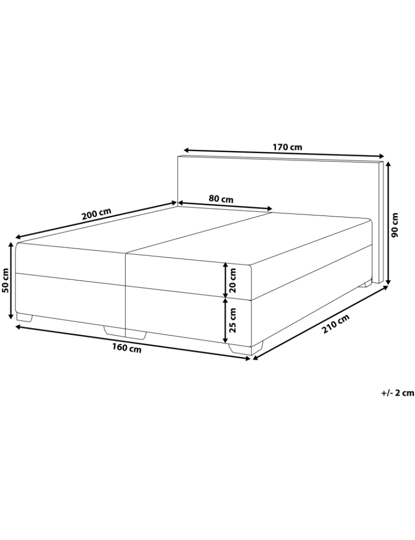 Beliani - Cama de casal continental em pele sintética preta e branca 160 x 200 cm PRESIDENT