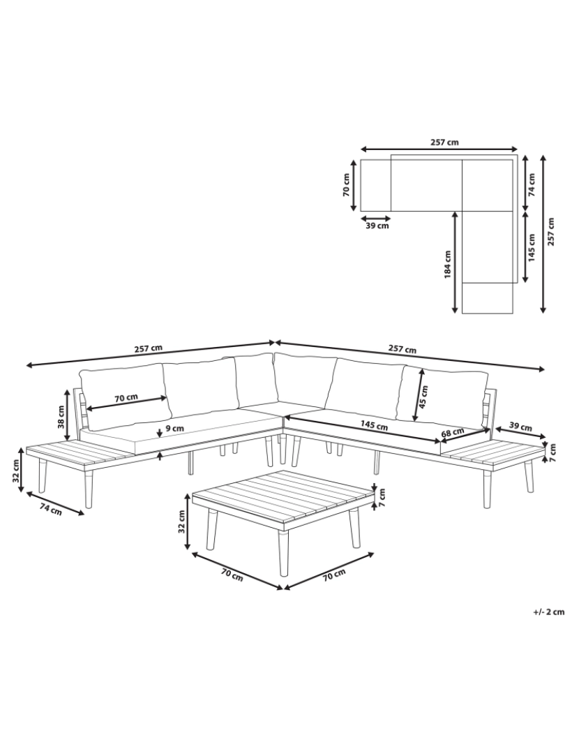 Beliani - Conjunto lounge Madeira de acácia Cinzento CORATO